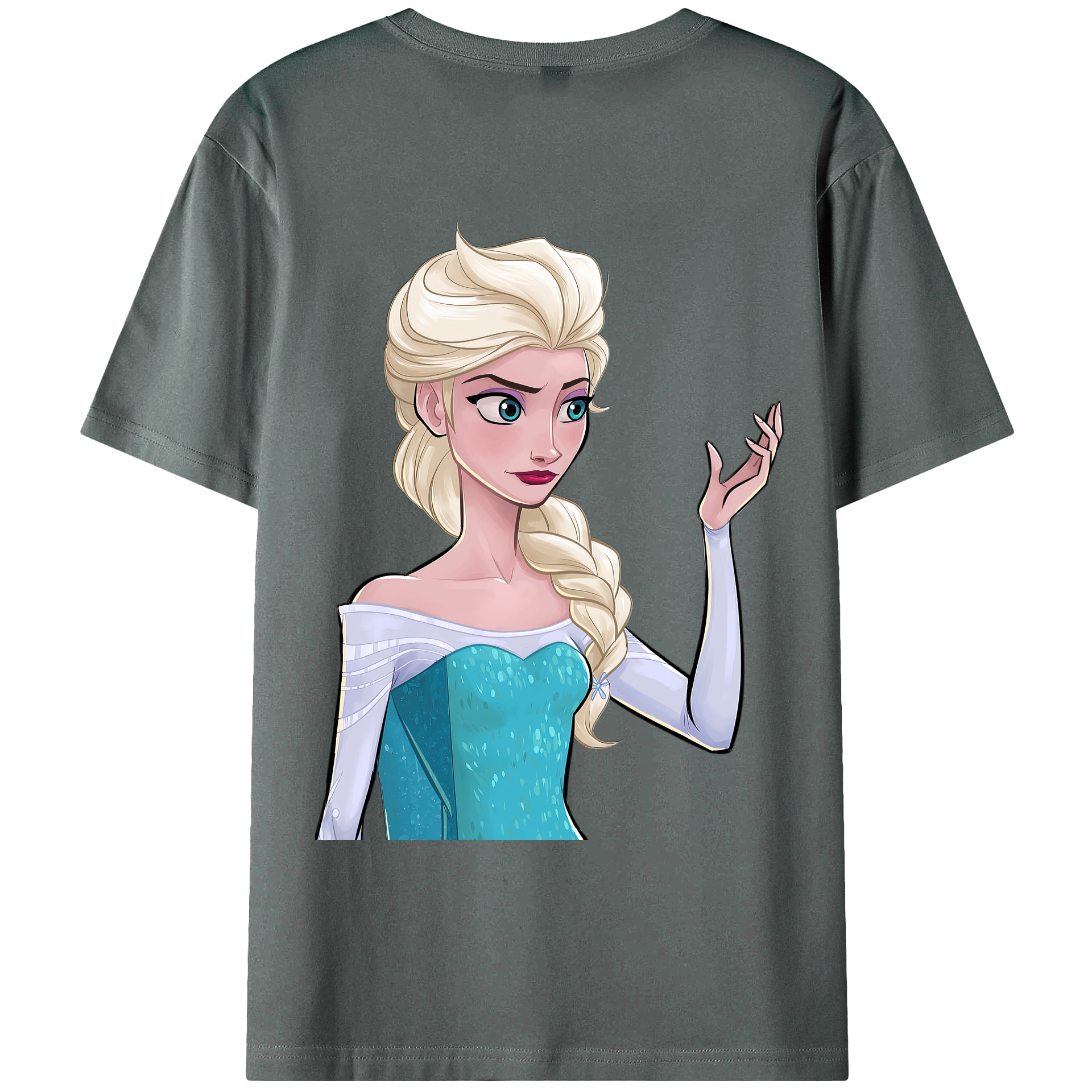 （画像用） アナと雪の女王 アンナ エルサ Frozen Anna Elsa 綿100％ メンズ半袖Tシャツ（バックプリント） 通気性